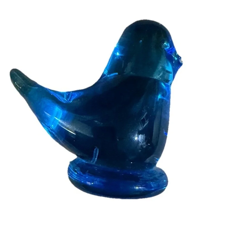 Vintage Signed Cobalt Blue Glass Bird Bluebird of Happiness 1993